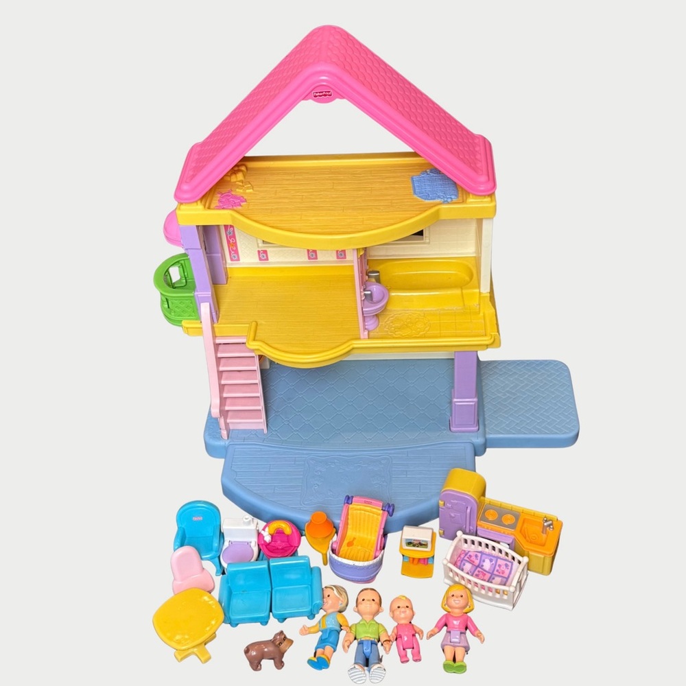 Vintage Fisher Price My First Dollhouse and Accessories